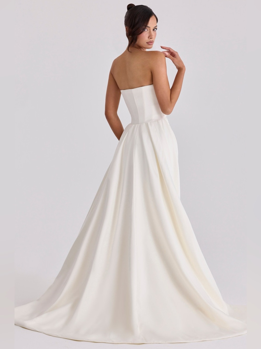 House of CB SABRINA Ivory Satin Strapless Bridal Gown NWT - Picture 2 of 16